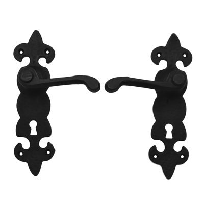 Grand ensemble d'entrée en fer noir avec porte levier levier Black Hardware