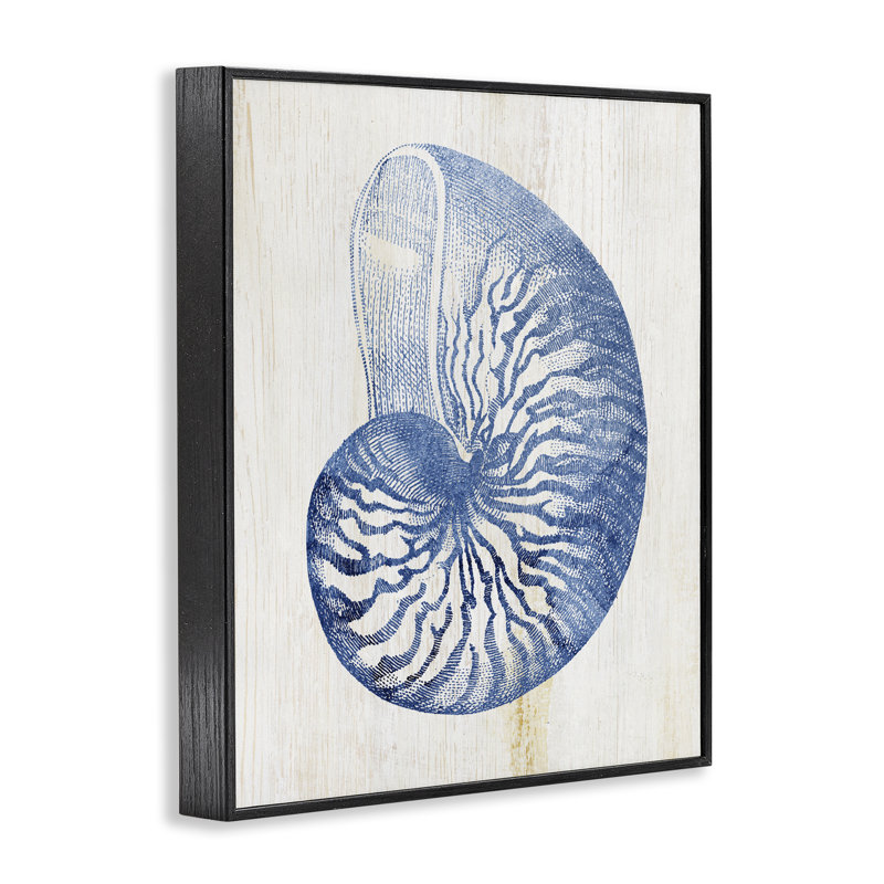 Giclée bleue encadrée Nautilus, design par Susan Arnot, H 20 po x l 16 po, Giclée encadrée noir minuit