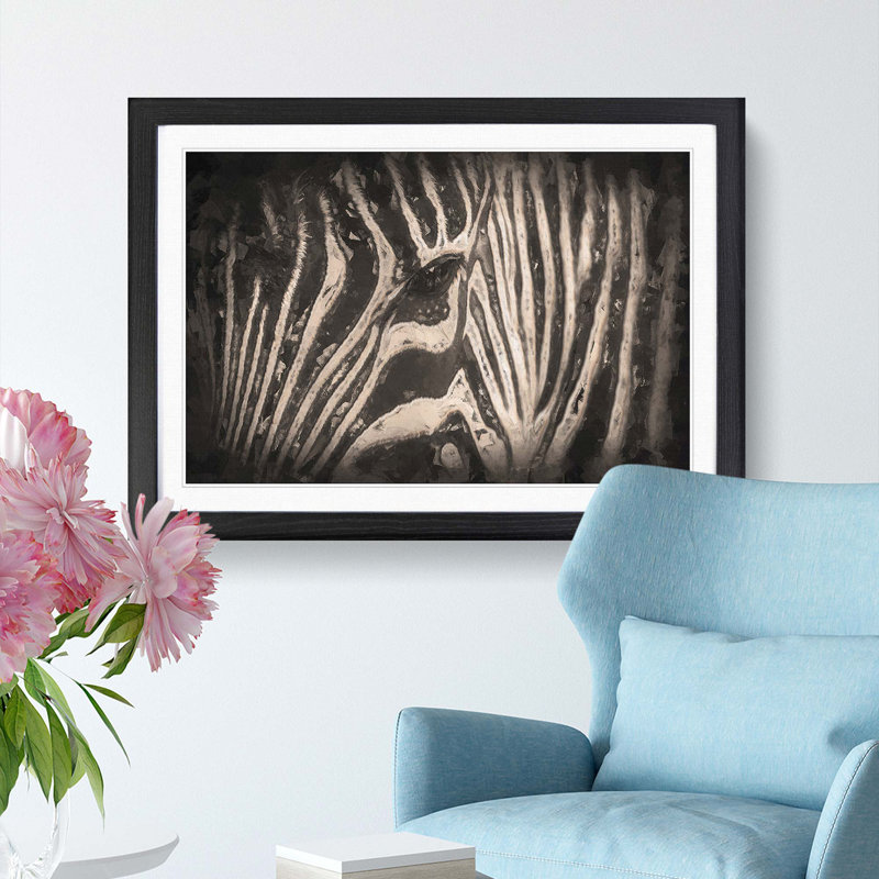 Eye of the Zebra in Abstract - Picture Frame Graphic Art Print, Black Framed, 48cm H x 65cm W x 2cm D