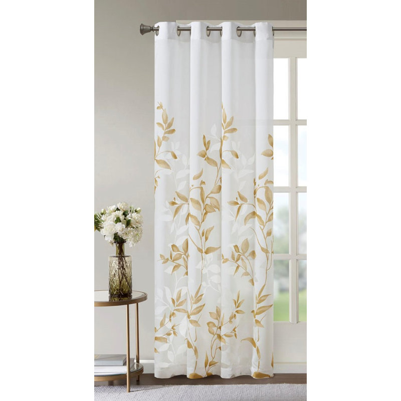 Burnout Printed Curtain Panel(Only 1 Pc Panel), 50" W x 95" L, White/Blue