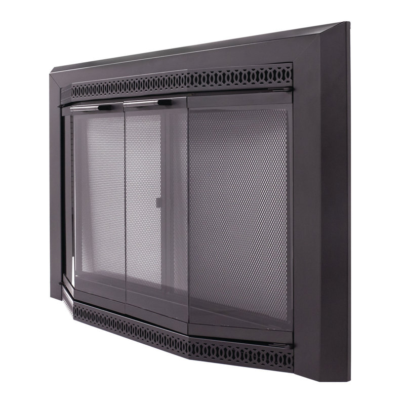 Portes de foyer pliantes en acier Mikole, Noir, H 31 po x l 44,5 po x P 4,75 po
