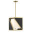 Luminaire suspendu carré / rectangulaire 1 lumière DEL charbon et laiton doux-88905006