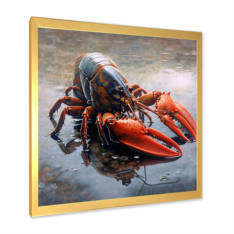 Homard délicatesse marine III, Cadre doré à une seule photo, H 24 po x l 24 po x P 1 po