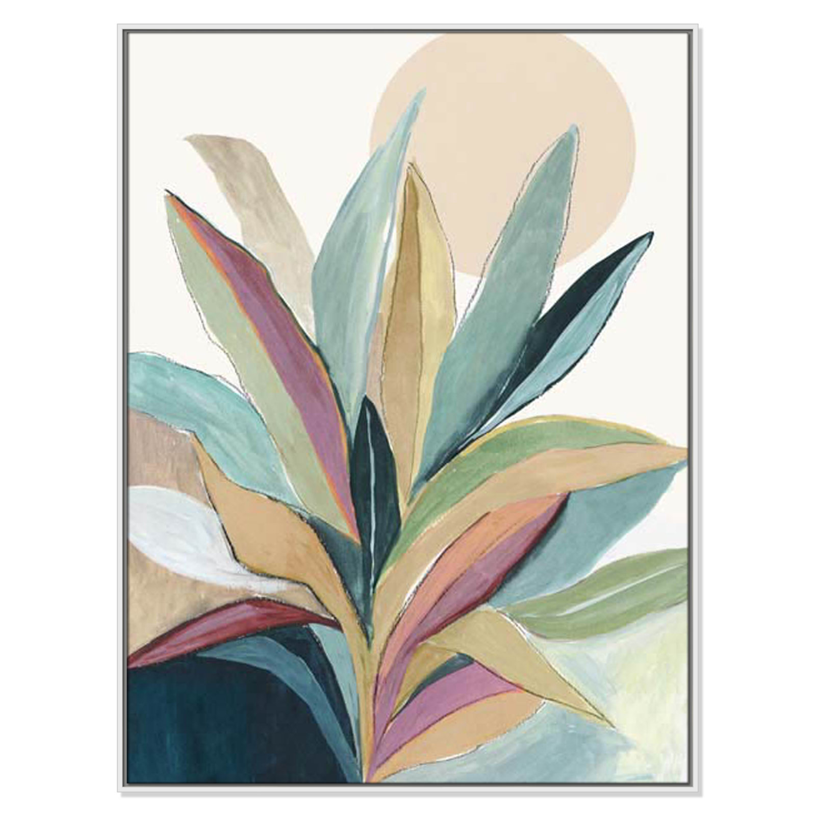 Sherbrooke Sunny Bright Leaves I by Asia Jensen Print, No Mat, White Floater Framed, 49.5" H x 37.5" W x 2" D