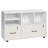 42.5" 2 Drawer White File Cabinet, Lockable Lateral Filing Cabinet with Open Shelves, Rolling Printer Stand for Home Office