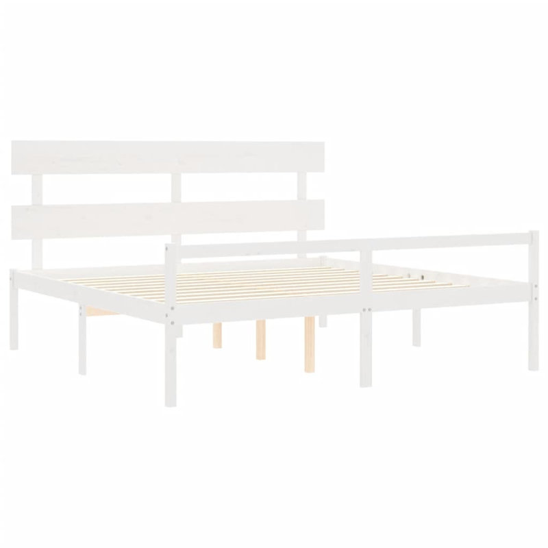 Bed Frame with Headboard, Super King (6'), White