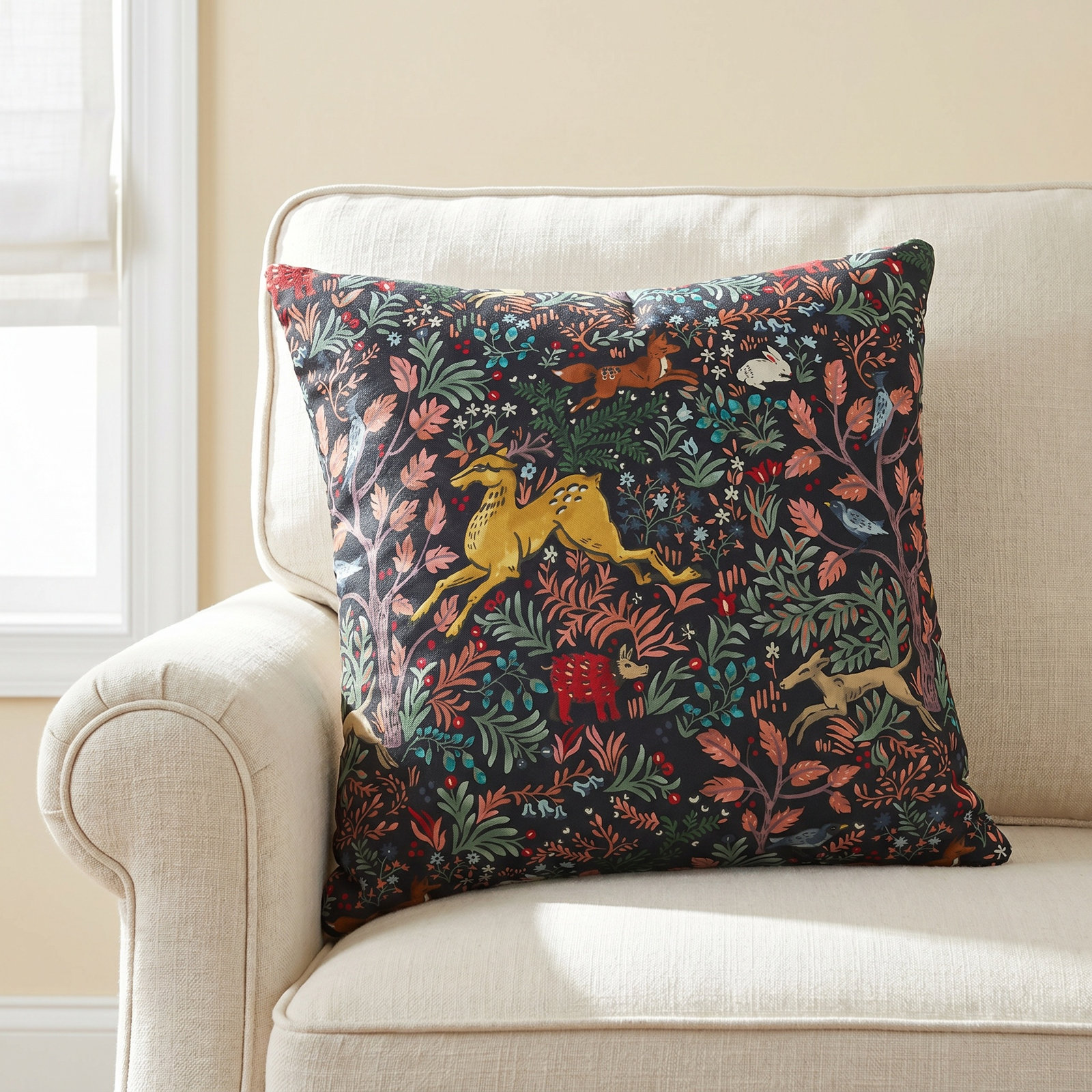 Floral Cotton Pillow Cover, 18" x 18"