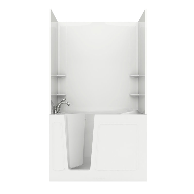 Buena Vista 53.8'' x 31'' Whirlpool Acrylic Bathtub with Faucet, Left, White