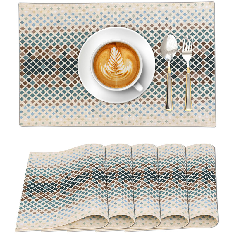 Faded Multicolor Cotton Rectangular Placemats Set of 6