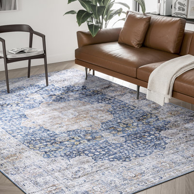 Tapis traditionnel bleu et beige Devendr