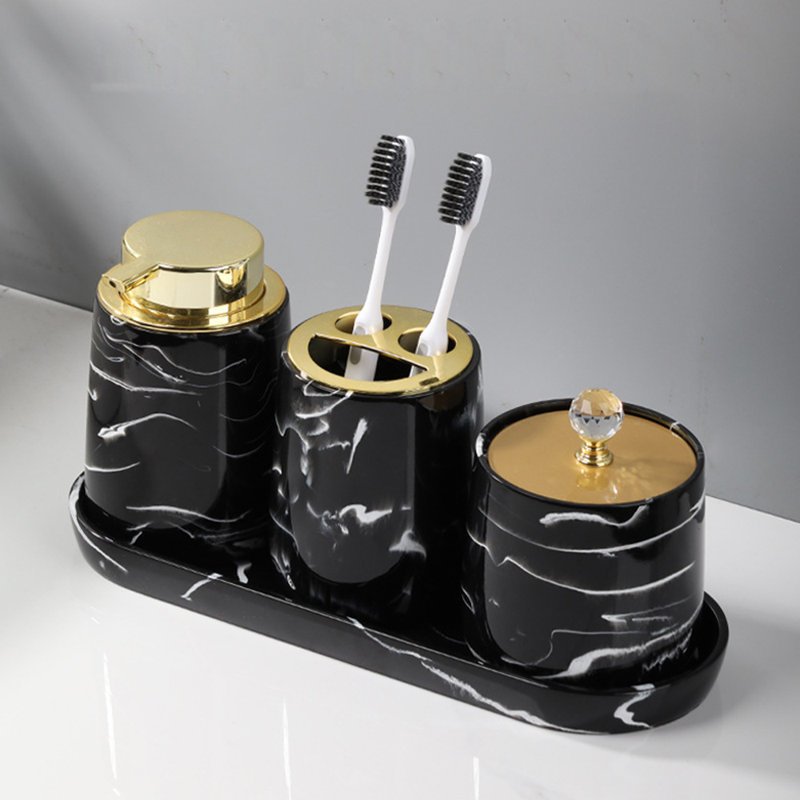 4 Pieces Bathroom Accessories Complete Set, Black