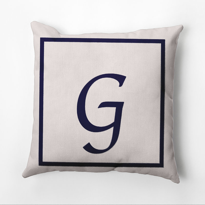 Reversible Throw Pillow, 20"x20", Navy Blue/White, G