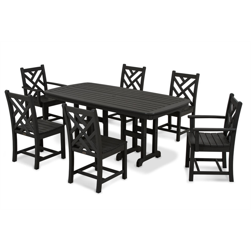 POLYWOOD Chippendale 7-Piece Dining Set, Black