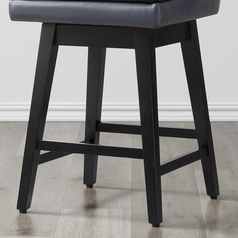 Tabouret de comptoir pivotant Aleksy, Bleu marine