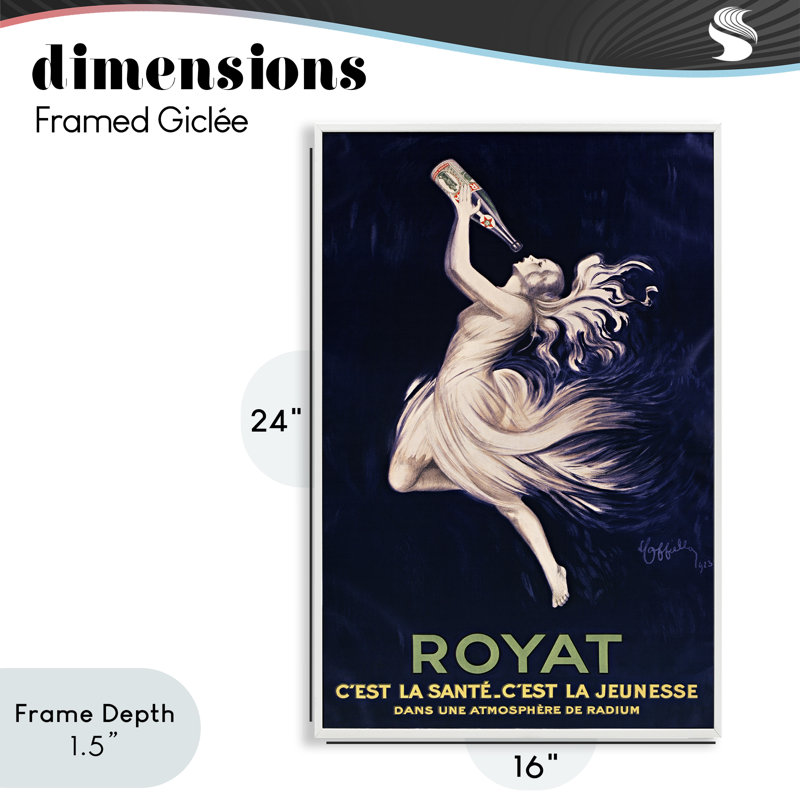 Publicité encadrée Royat, 1923, par Leonetto Cappiello, Giclée encadrée blanc bord de mer, H 24 po x l 16 po