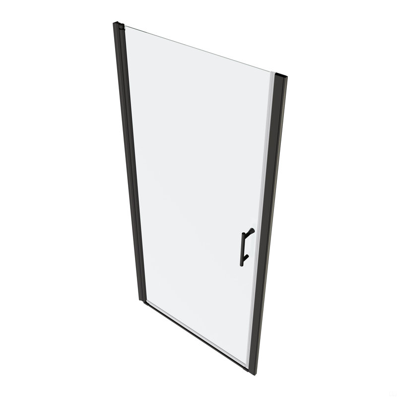 Porte de douche pivotante universelle à ouverture 1 3/8 po avec verre trempé de 1/4 po, Noir mat
