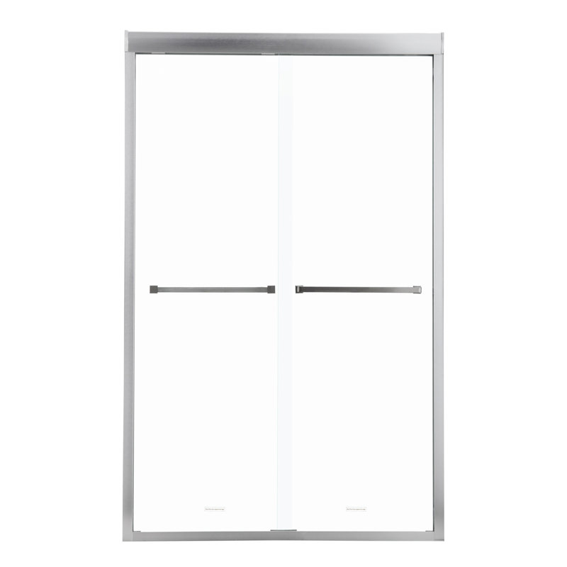Shower Door 48" W X 76"H Semi-Frameless Bypass Sliding Shower Enclosure, Brushed Nickel