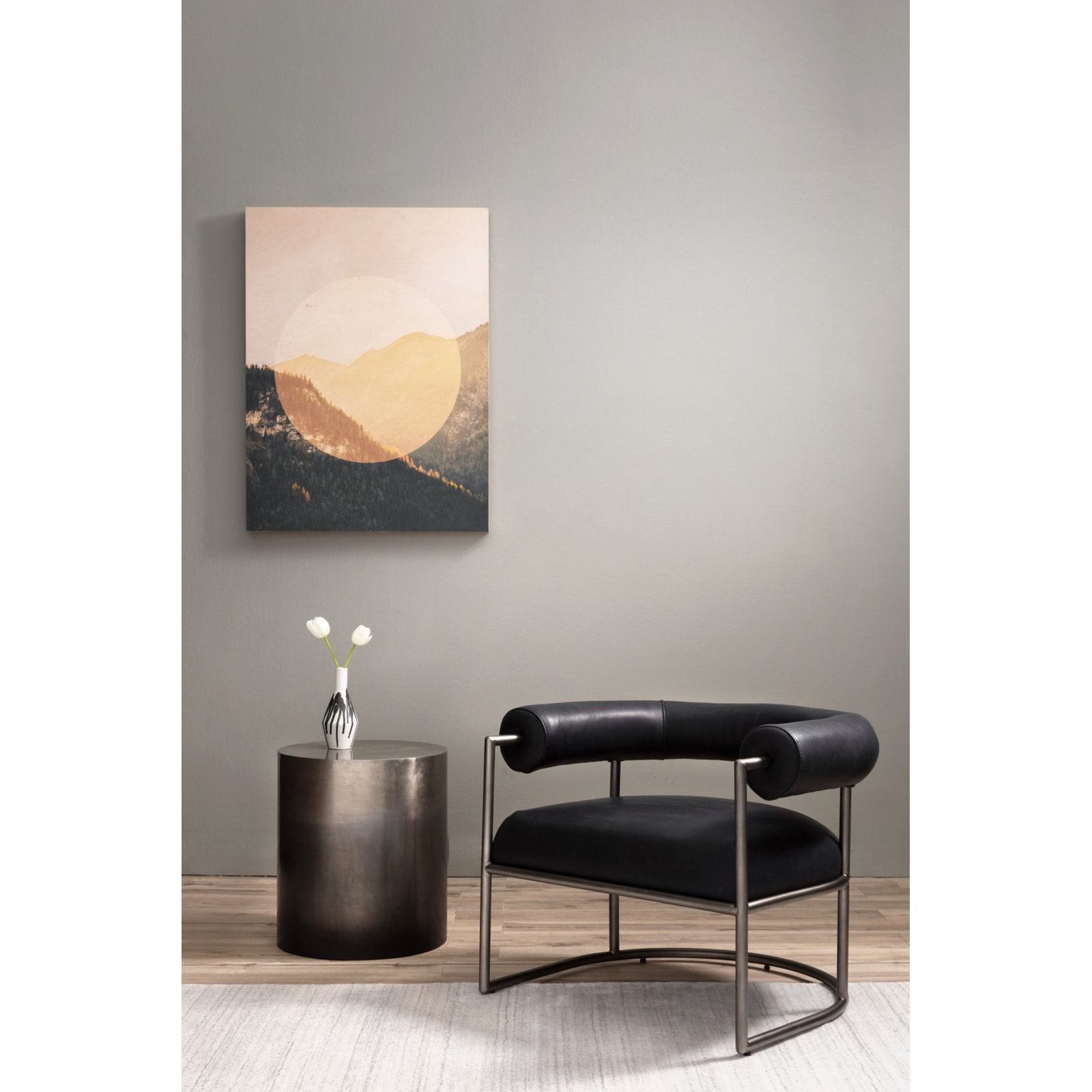Beulah Iron End Table, Ombre Antique Pewter