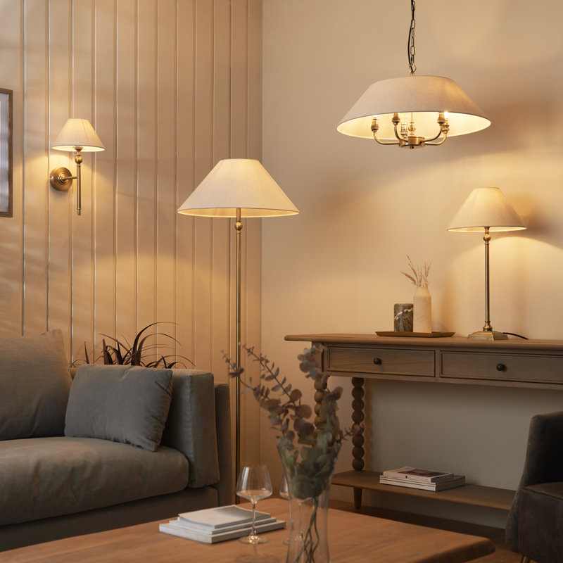 155cm Traditional Floor Lamp, Antique Brass