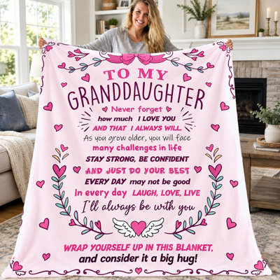 Couverture inspirante de 1 pièce pour petite-fille, jeté en flanelle message d'amour, couverture douillette et chaleureuse pour canapé-lit, cadeau utile pour les fêtes d'anniversaire