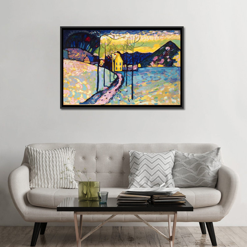 " Winter Landscape " by Wassily Kandinsky, 18" H x 26" W x 1.5" D, Black Framed Canvas, No Mat