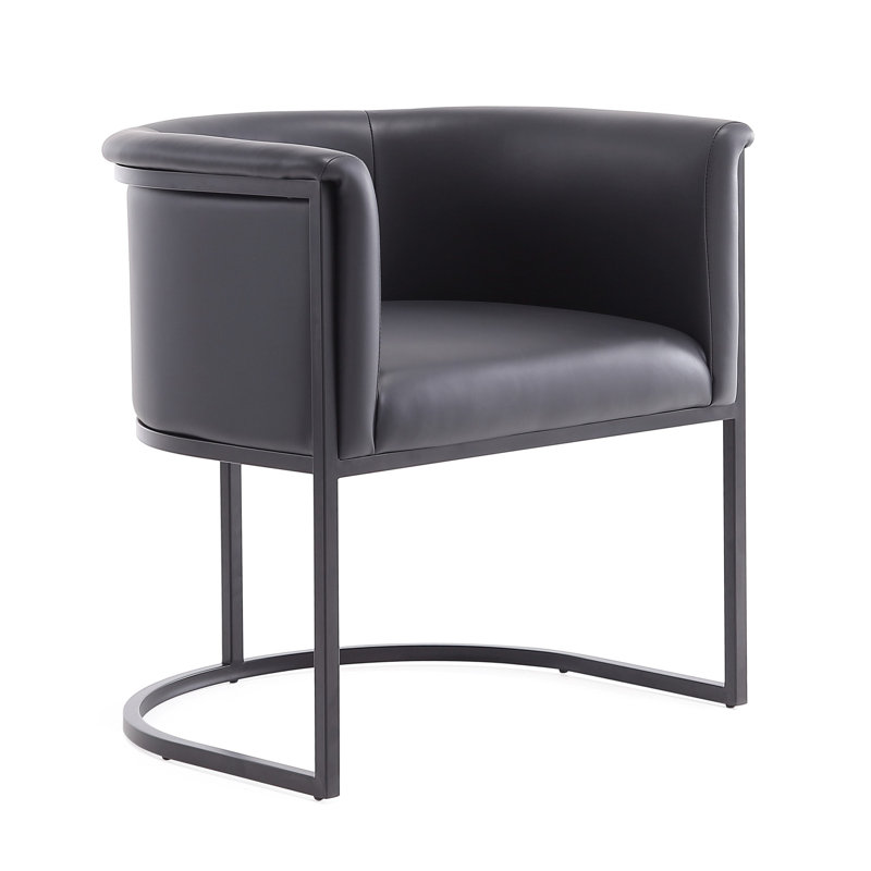 Fauteuil rembourré en similicuir Virgil, Noir