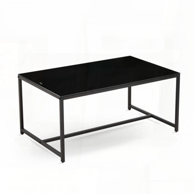 Black Glass Side Table with Metal Legs – Multi-Purpose