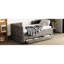Lit de jour simple moderne gris avec lit gigogne et 3 unités de rangement, recouvert de chenille, peu encombrant pour un appartement recouvert de chenille, lit gigogne escamotable, rangement de tiroirs,-1089999990