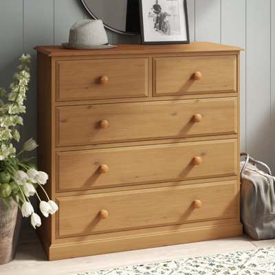 Hendon Solid Wood 90cm W 5 - Drawer Chest of Drawers