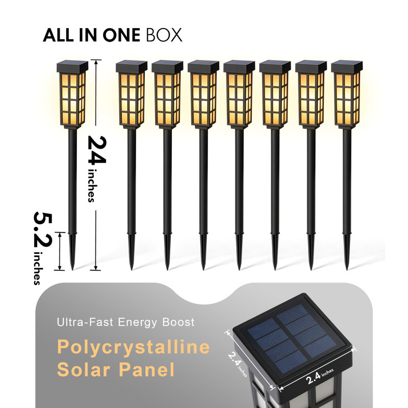 Éclairage solaire solaire d'extérieur imperméable pour cour, patio et allée (ensemble de 8)