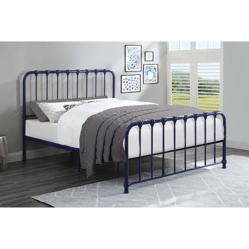 Lit plateforme double Lepper Aceon, Double, Bleu marine