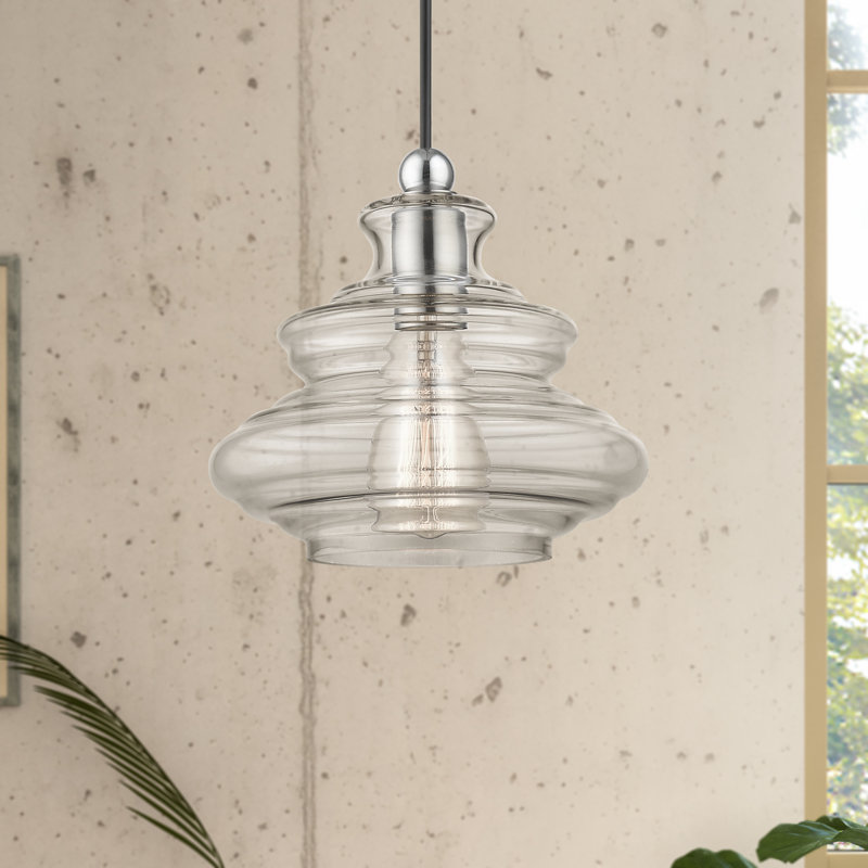 Luminaire suspendu géométrique 1 lumière Vermontville, Nickel brossé