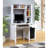 Student Desk With Hutch Home Office Desk 39"W Compact Desk Writing Desk Laptop Desk White One Drawer Keyboard Drawer Wooden Knob