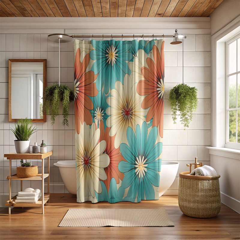 Boho Petal Symphony - Premium Shower Curtain, 74"H x 71"W