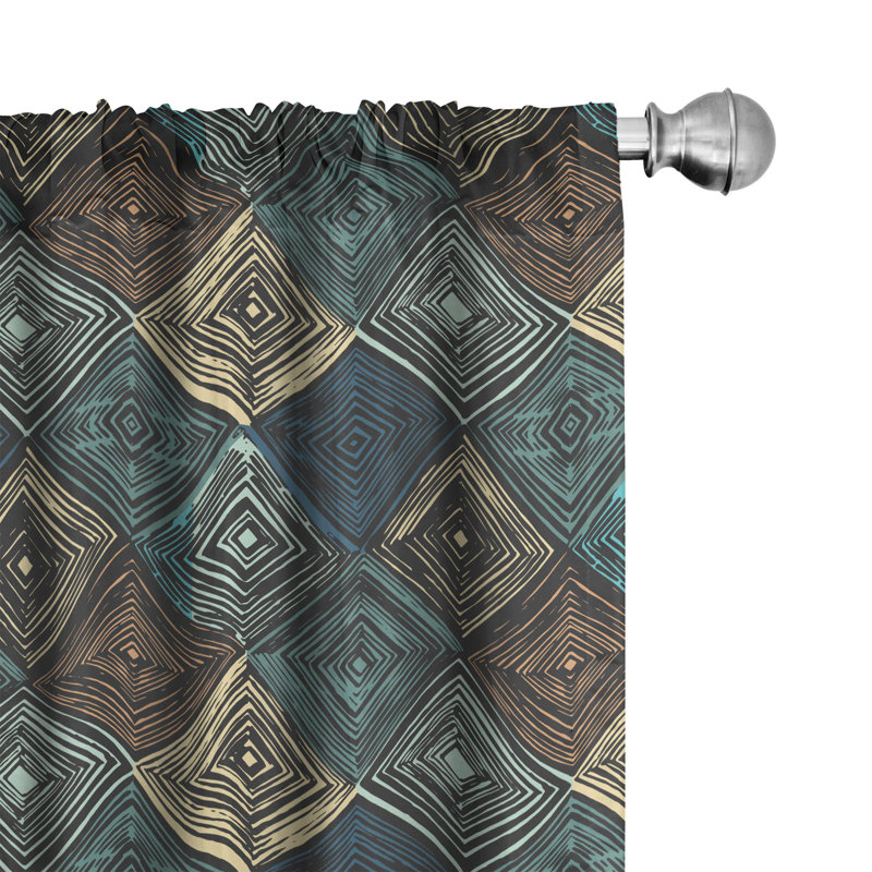Geometric Semi-Sheer Rod Pocket Curtain Panels, 28" x 63"