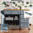 52'' Kitchen Island With Drop Leaf, Embossed Texture Kitchen Island On Wheels With Spice Rack, Towel Rack, 2 Doors And 5 Drawers, Kitchen Storage Cart With Adjustable Shelf For Kitchen-885497203