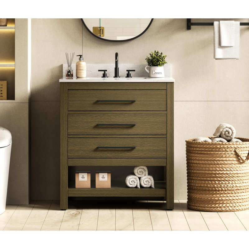 Meuble-lavabo simple 30 po_Moderne_VF60530-BS, Brun châtaigne