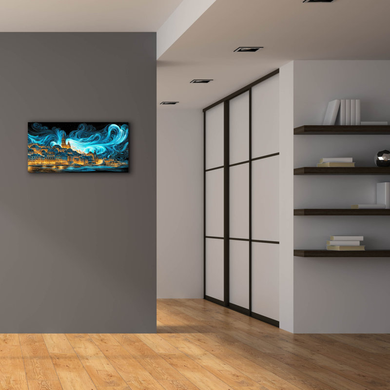  «Waves Of Light Over Stockholm» par Ann Klee, art mural sur toile, 40 po x 20 po, H 20 po x l 40 po