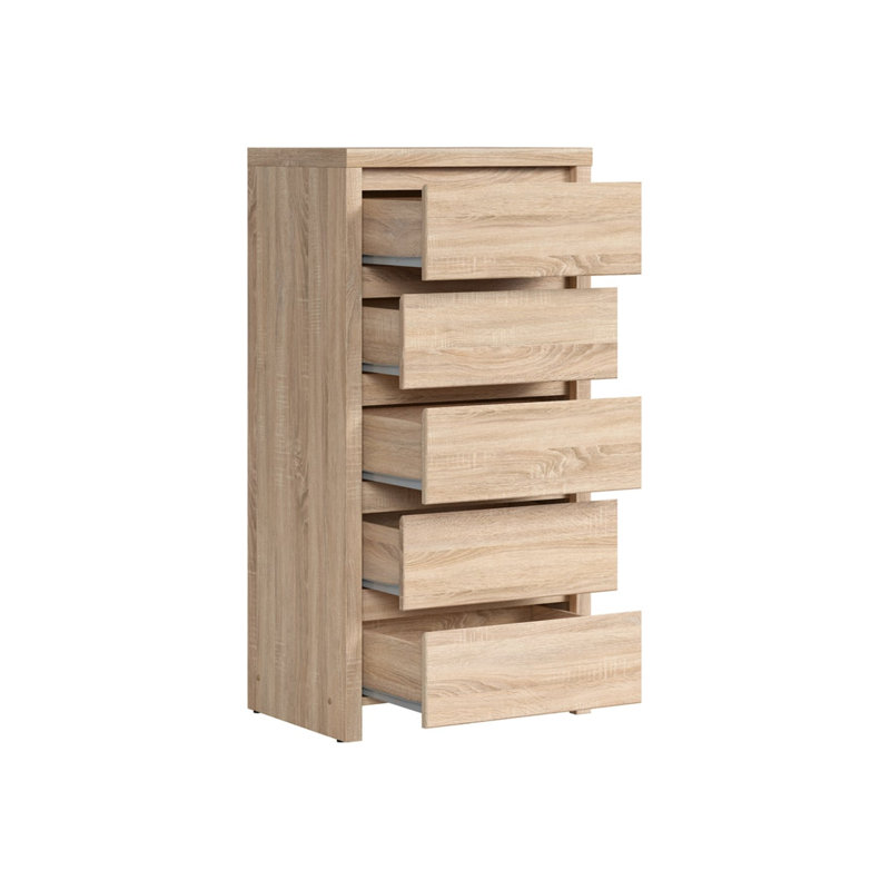 56 cm W Chest of 5 Drawers, Oak Sonoma
