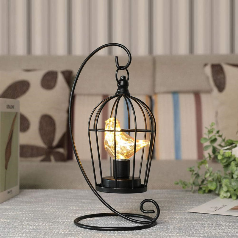 Cage à oiseau, lumière d'appoint sans fil, pour le salon, la cuisine de chambre à coucher, noir