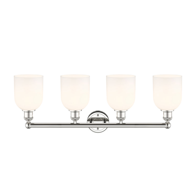Éclairage pour salle de bain 4 lumières Bella, Nickel poli, Blanc lustré
