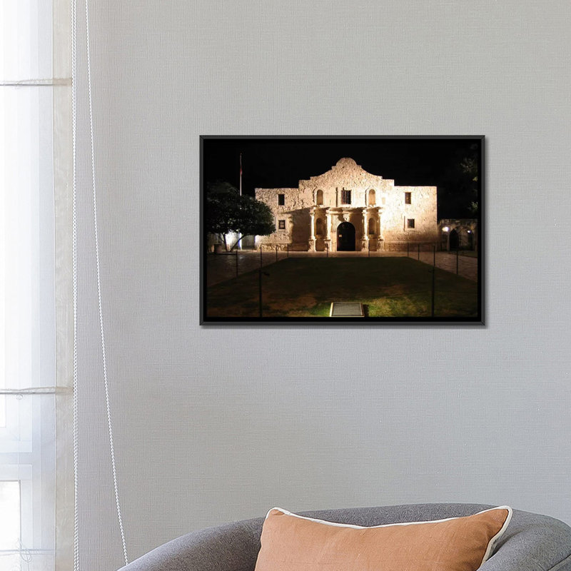 The Alamo - reproduction de photo, H 18 po x l 26 po x P 1,5 po, Toile avec cadre flottant noir, Pas de tapis