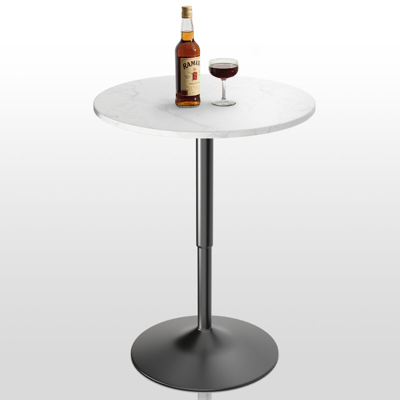 Table bistro Valencia Holton à hauteur ajustable avec base en métal robuste et plateau en panneau de fibres à densité moyenne Valencia
