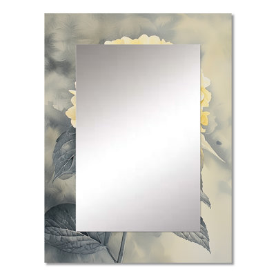 Soft Yellow Hydrangea Flowers II - Hydrangea Wall Mirror, Traditional Decorative Mirror, Printed Metal Art