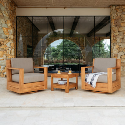 Ensemble de conversation de terrasse en teck pour 2 personnes Bogota avec coussins Sunbrella®