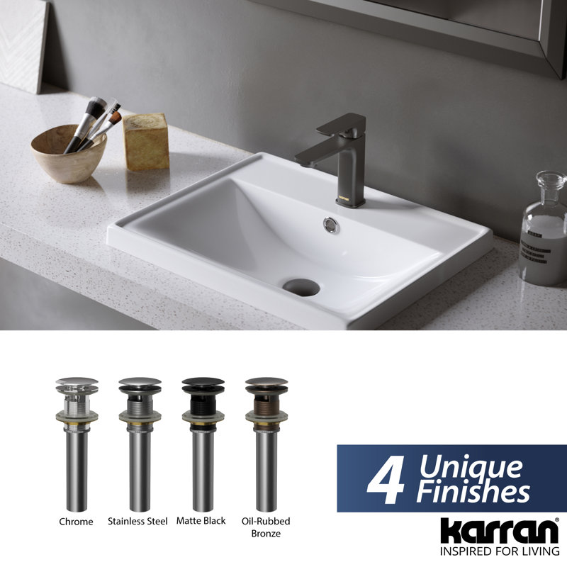 Drain de lavabo de salle de bain escamotable avec trop-plein Karran, Bronze huilé