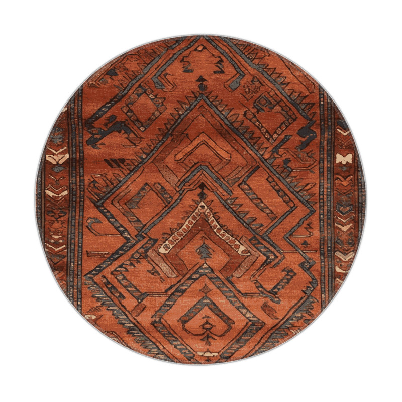 Tapis d'intérieur et d'extérieur brun Persian, Rond 5 pi