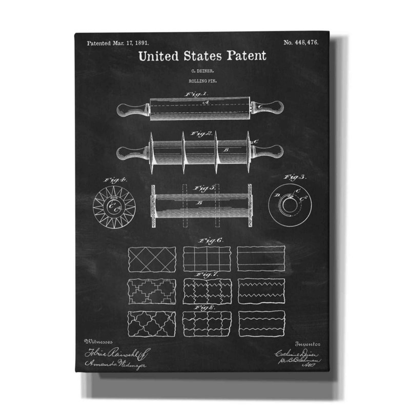 «Rolling Pin Blueprint Vernis», impression sur toile tendue, H 16 po x l 12 po x P 0,75 po