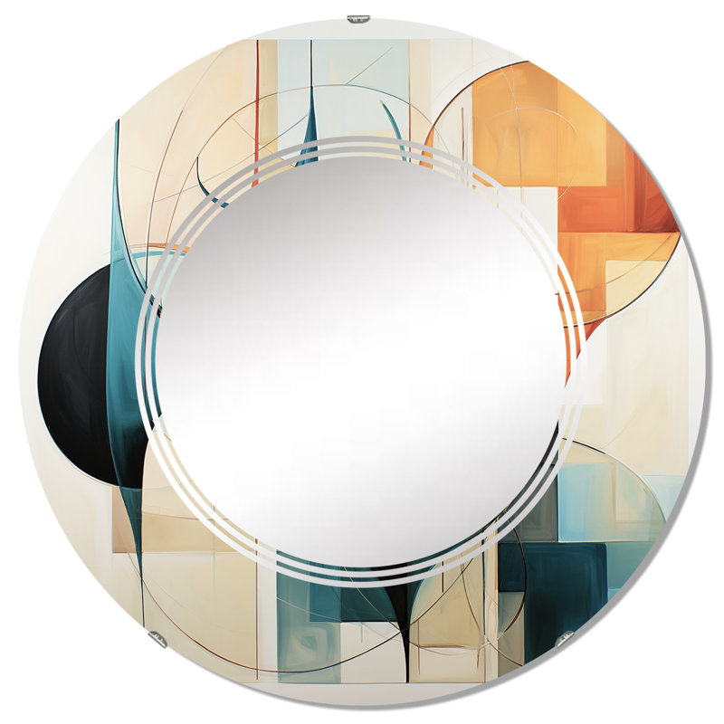 Carnduff - Miroir mural Mid-Century rond, 32 po x 32 po