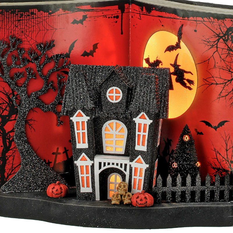 Livre de contes d'Halloween en carton 14 "à DEL